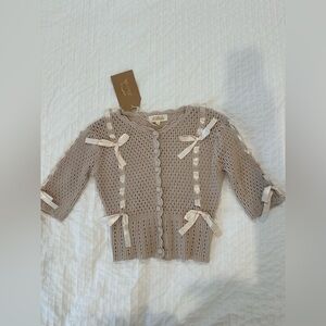 Listicle Button Down Bow Cotton Coquette Cardigan Size Small